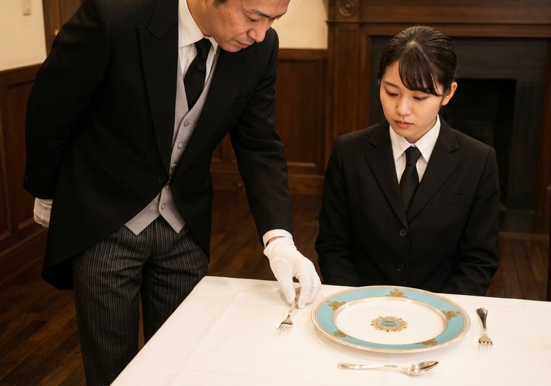 エッセンシャルコース学習内容 - 基本マナーとエチケットの実習風景