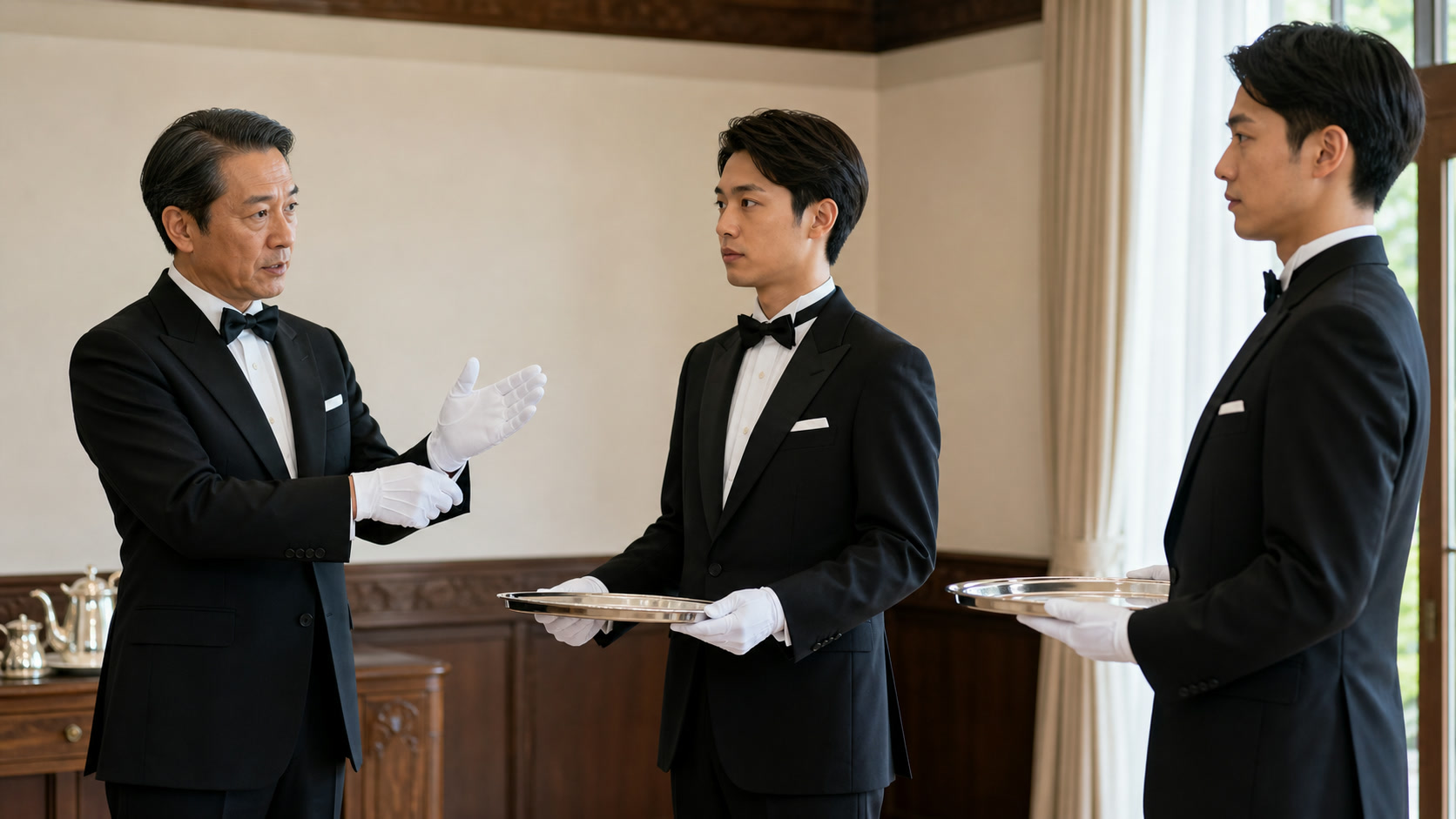 執事を育てる協会の研修風景（全日本執事協会の公式サイトの写真）
