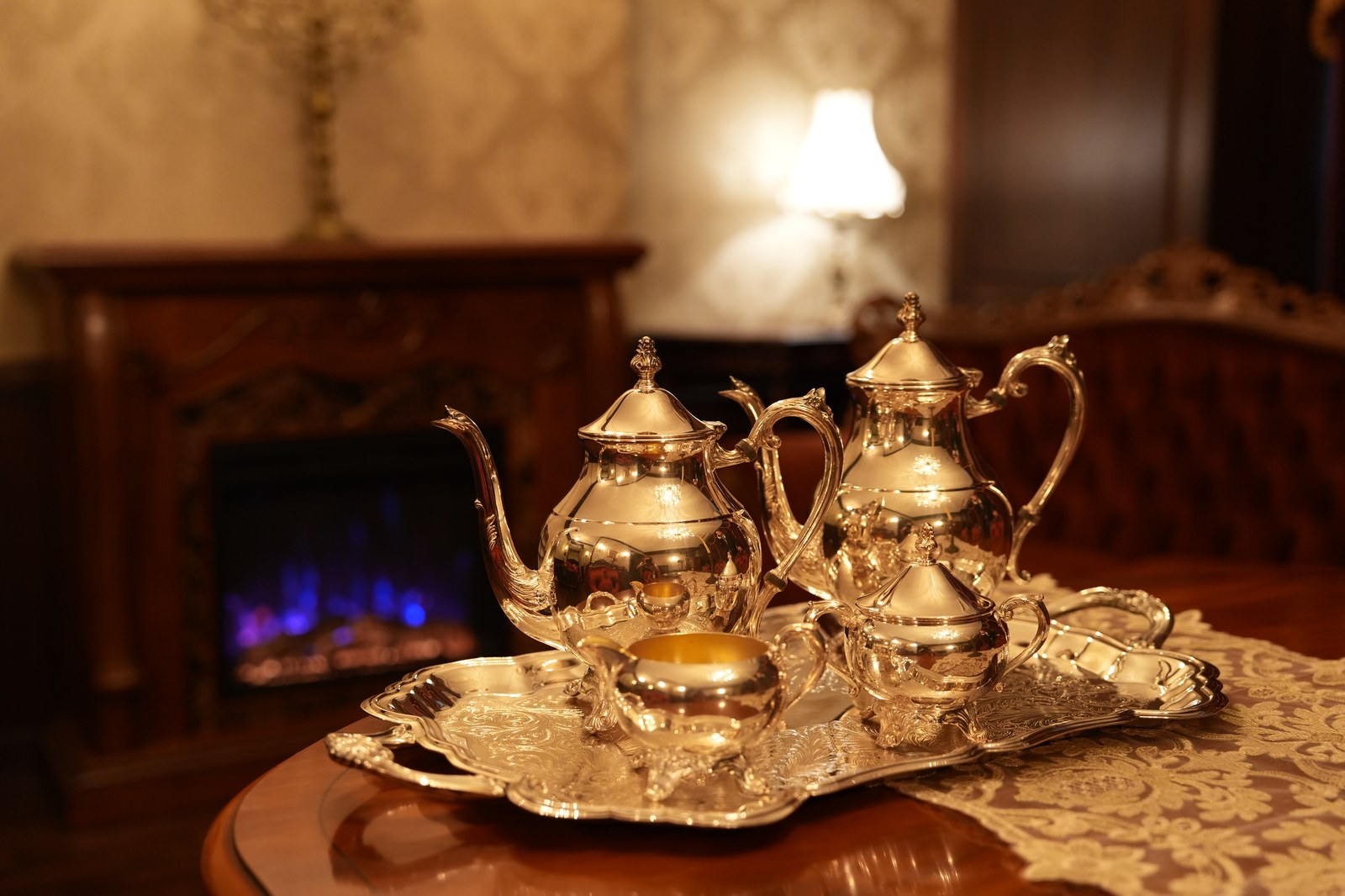 A polished silver tea service (photograph from the Butler Bell site)